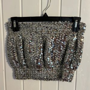 Silver sequin crop top